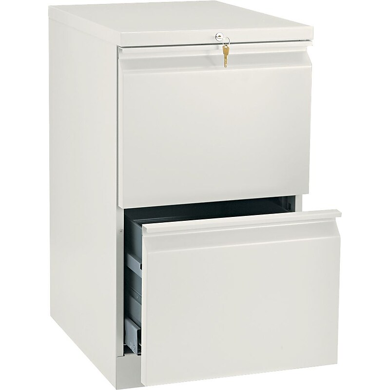 HON Brigade 2-Drawer Mobile Vertical File Cabinet, Letter Size, Lockable, 28"H x 15"W x 20"D, Putty (H33820RL) image 1