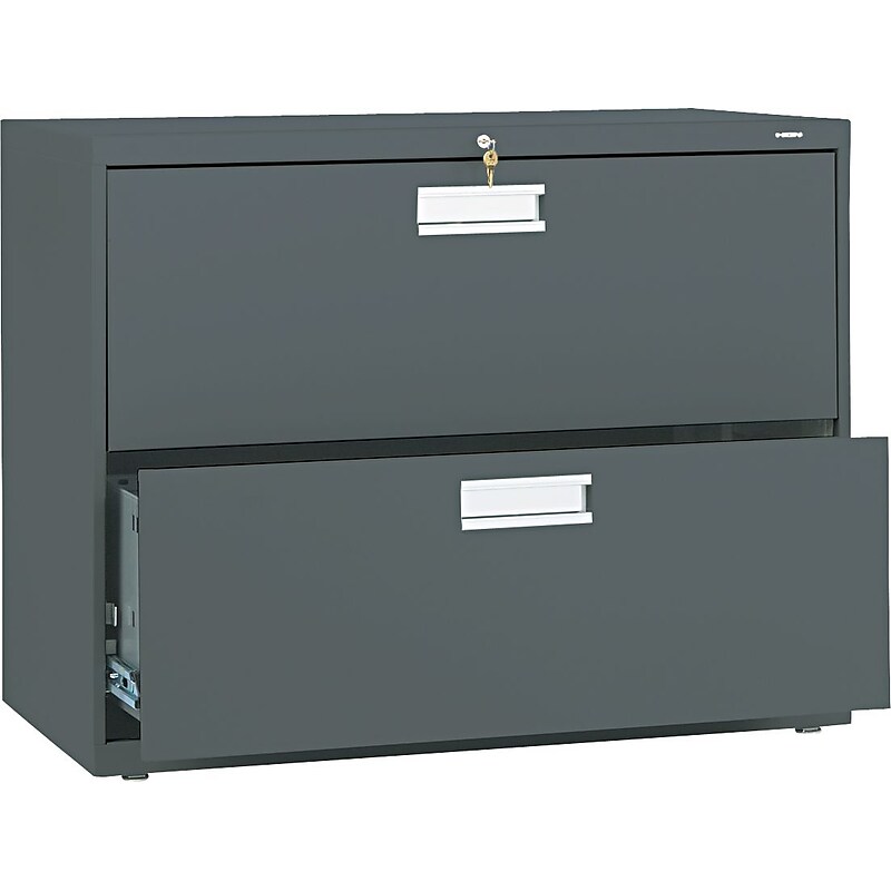 HON® Brigade® 600 Series Lateral Files; 2-Drawer, 36" Wide, Charcoal image 1