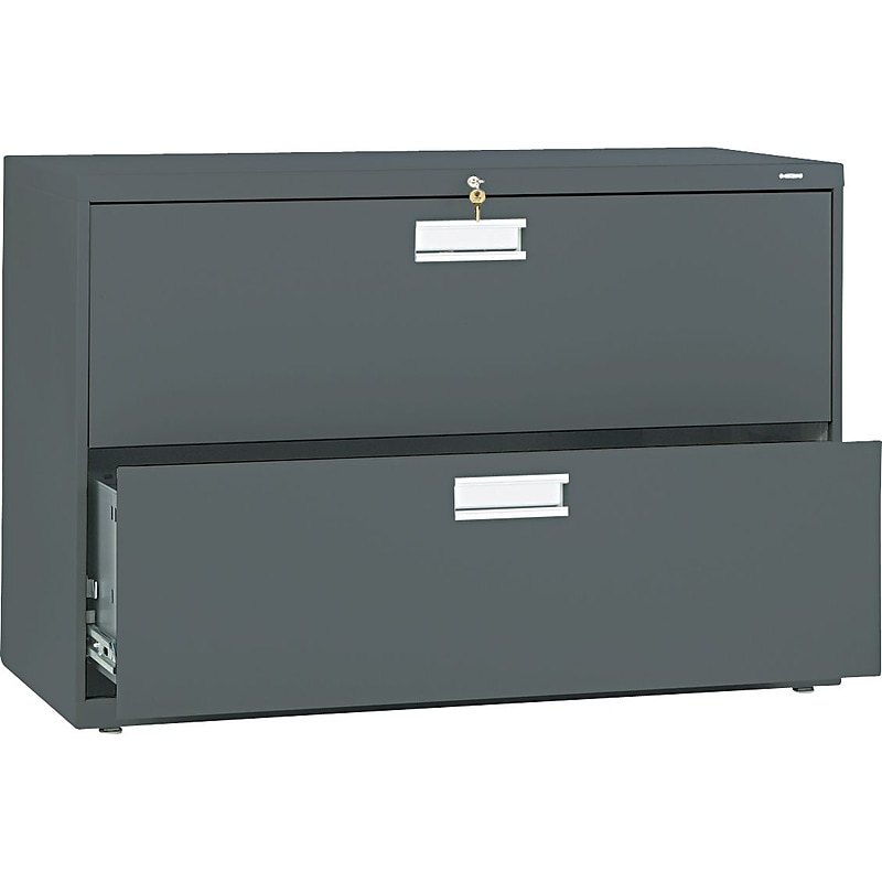 HON® Brigade® 600 Series Lateral Files; 2-Drawer, 42" Wide, Charcoal image 1