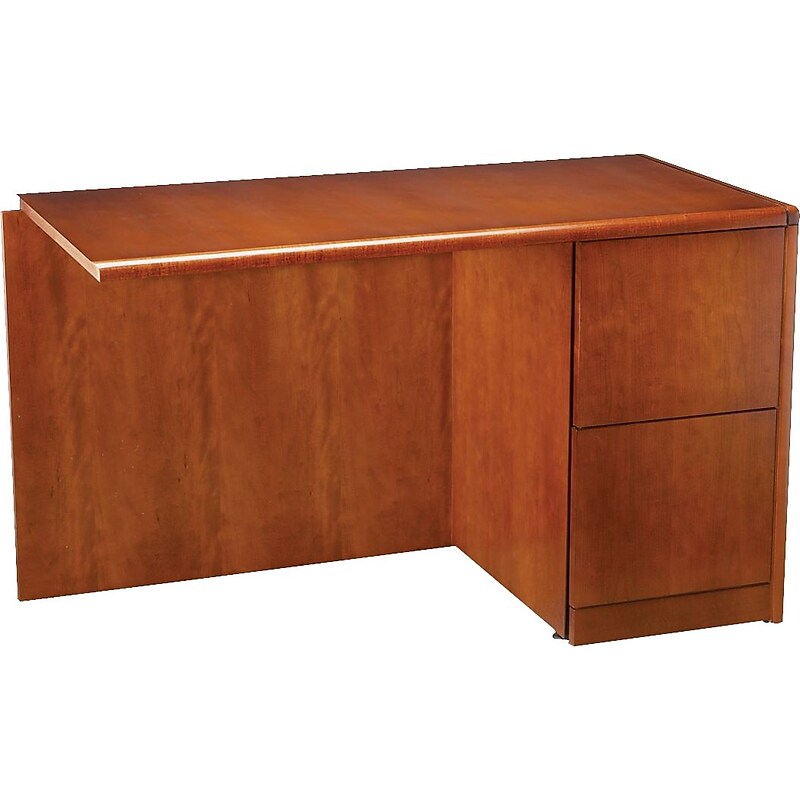 HON 92000 Series "L" Right Return Workstation w/ Pedestal, Henna Cherry image 1