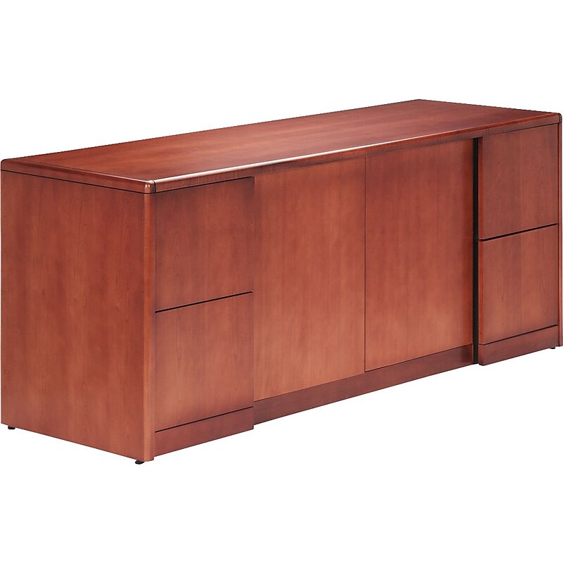 Hon 92000 Series Credenza w/Full-Height Pedestals and Doors, Henna Cherry image 1