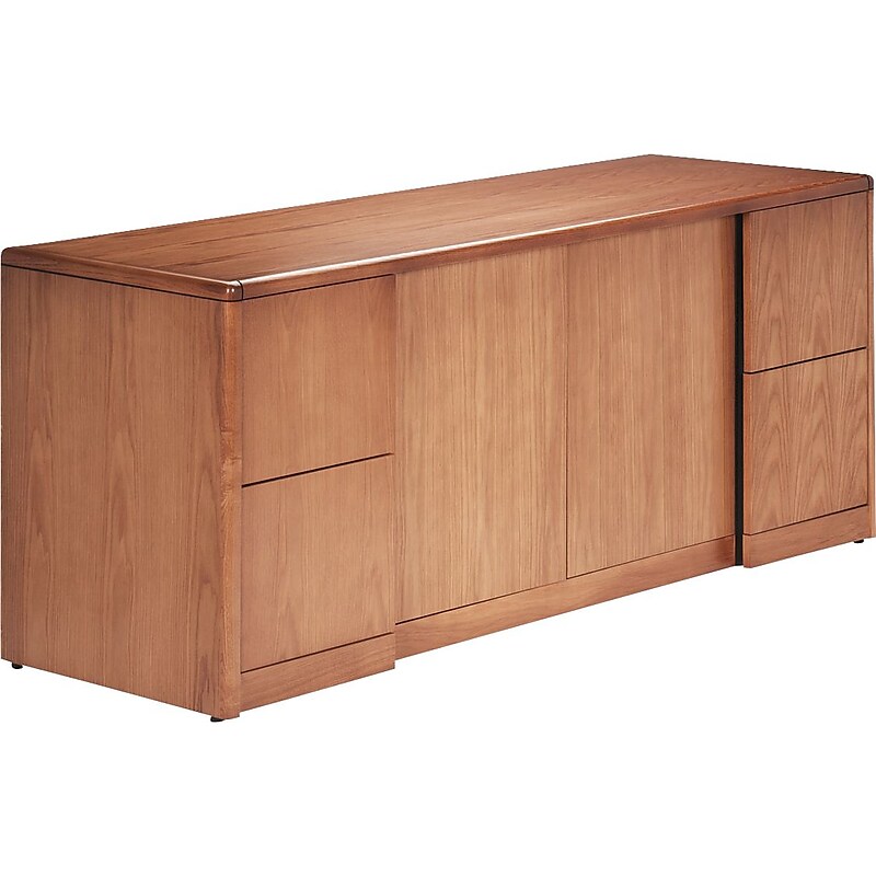 Hon 92000 Series Credenza w/Full-Height Pedestals and Doors, Medium Oak image 1