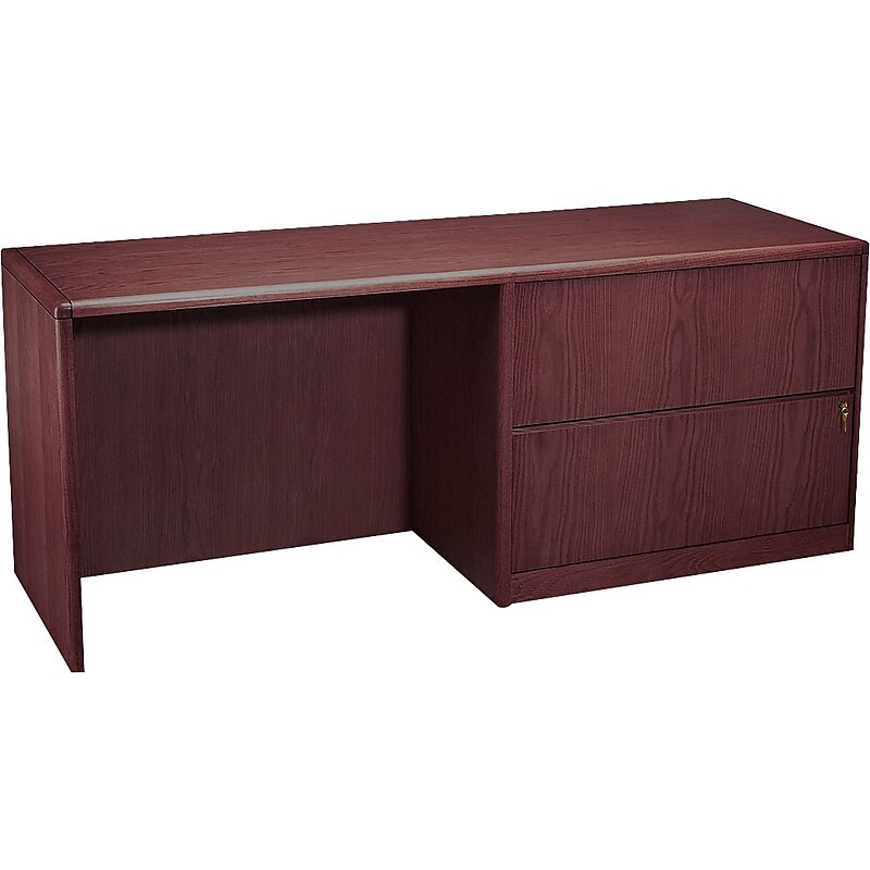 Hon 92000 Series 72" Credenza w/2-Drawer Right File Pedestal, Mahogany image 1