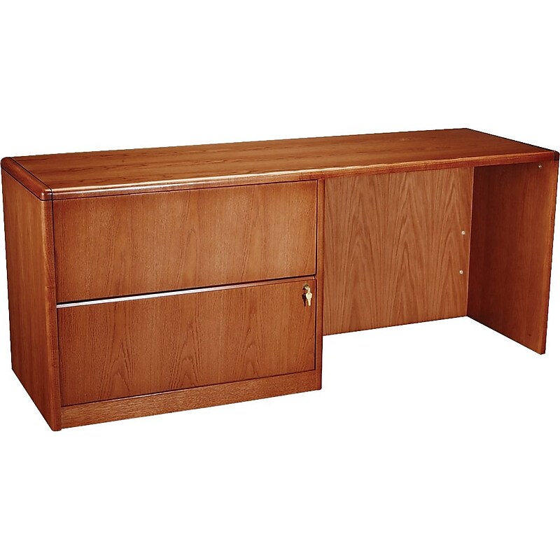 Hon 92000 Series 72" Credenza w/2-Drawer Left File Pedestal, Henna Cherry image 1