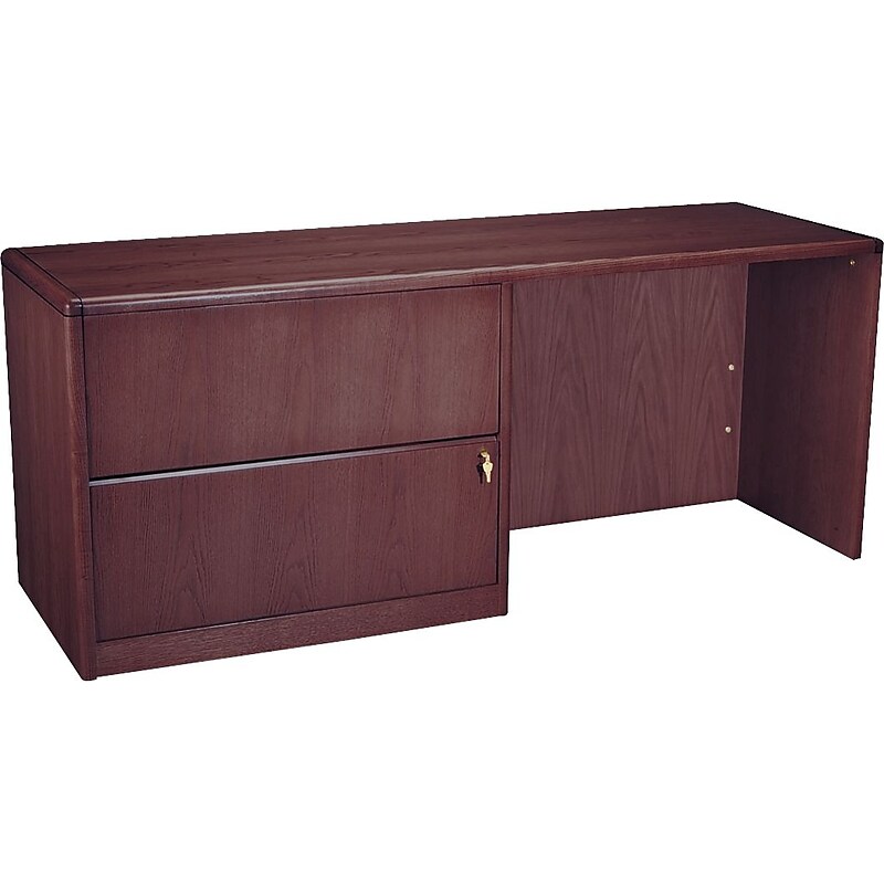 Hon 92000 Series 72" Credenza w/2-Drawer Left File Pedestal, Mahogany image 1