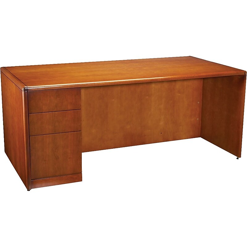 HON 92000 Series 72" Single Left Pedestal Desk, Henna Cherry image 1