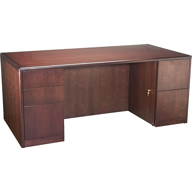 HON 92000 Series, 72" Full Height Double Pedestal Desk, Mahogany image 1