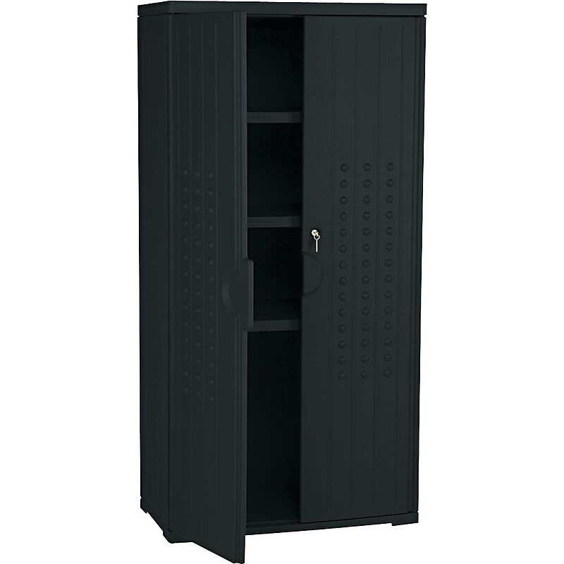 Iceberg® Officeworks® Polyethylene Storage Cabinet, Non-Assembled, 66Hx33Wx18D", Black image 1