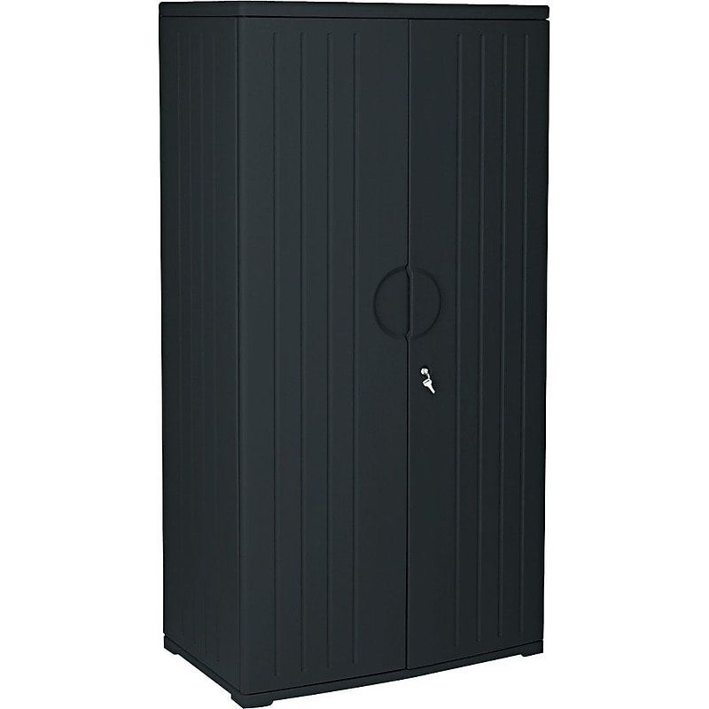 Iceberg® Officeworks® Polyethylene Storage Cabinet, Non-Assembled, 72Hx36Wx22D", Black image 1