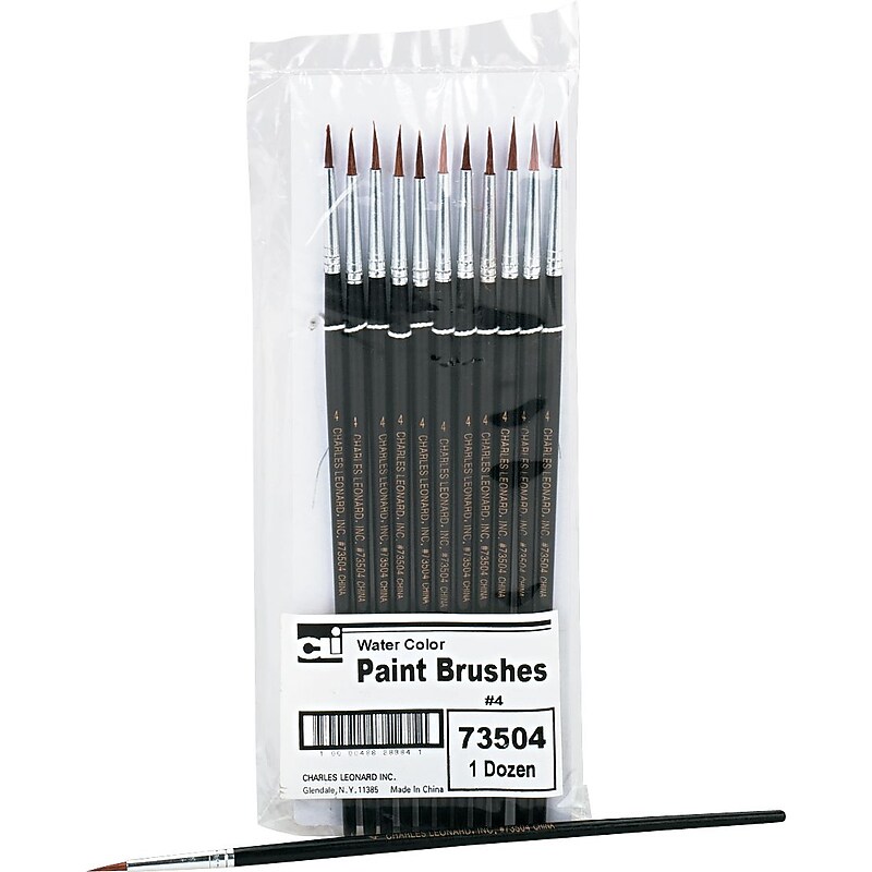 Leonard Round Camel Hair Brush, Size 4, 9/16" Brush Length, 12/Pk image 1