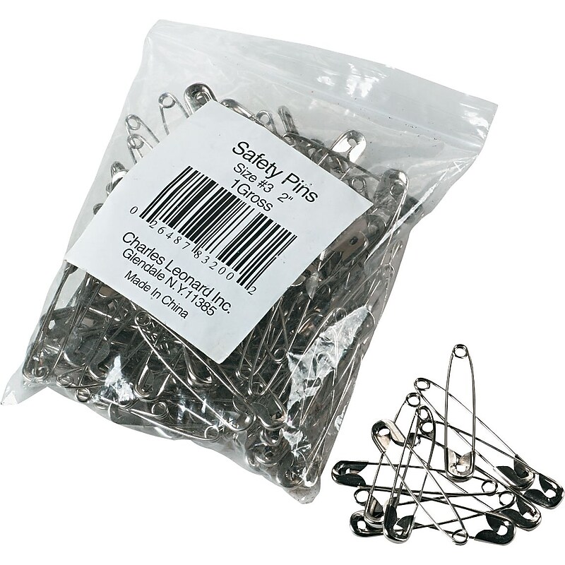 Nickel-Plated Steel Safety Pins, 2", 144 Pins/Pack image 1