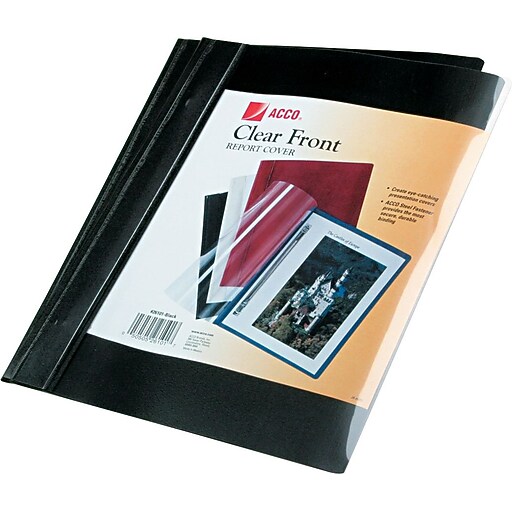 ACCO Poly Clear Front Report Cover, Black, Letter size, 10/Pk