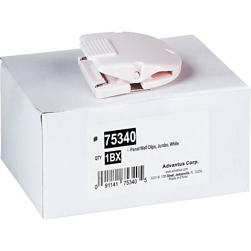 Avantus Jumbo Size Cubicle Clip, White, 10/Pack (75340) image 1