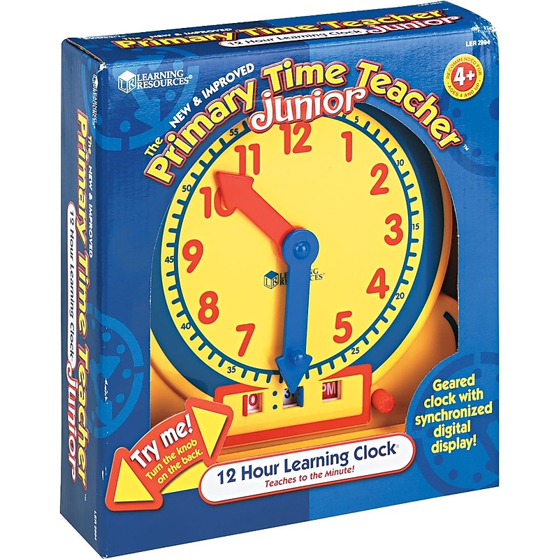 Learning Resources Primary Time Teacher Junior 12-Hour Learning Clock (LER2994) image 1