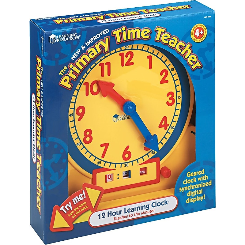 Learning Resources Primary Time Teacher 12-Hour Learning Clock (LER2996) image 1
