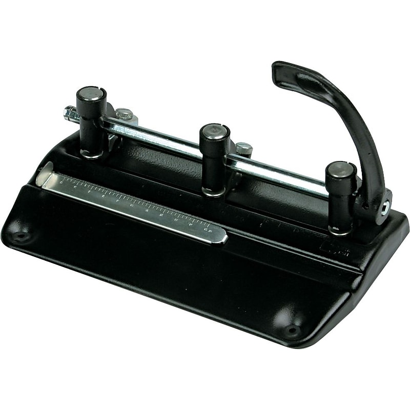 Master® 5335B Adjustable Heavy-Duty 3-Hole Punch, 11/32" Diameter, 32 Sheets/20 Lb., Black image 1