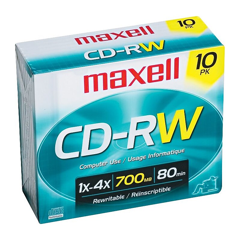 Maxell 630011 4x CD-RW, Silver, 10/Pack image 1