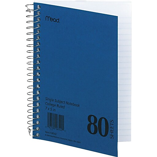 Mead Five Star SingleSubject Mid Tier Notebook, 7" x 5", College Ruled