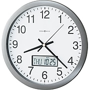 Howard Miller Round Chronicle Wall Clock with LCD Inset, Gray Frame, 14"
