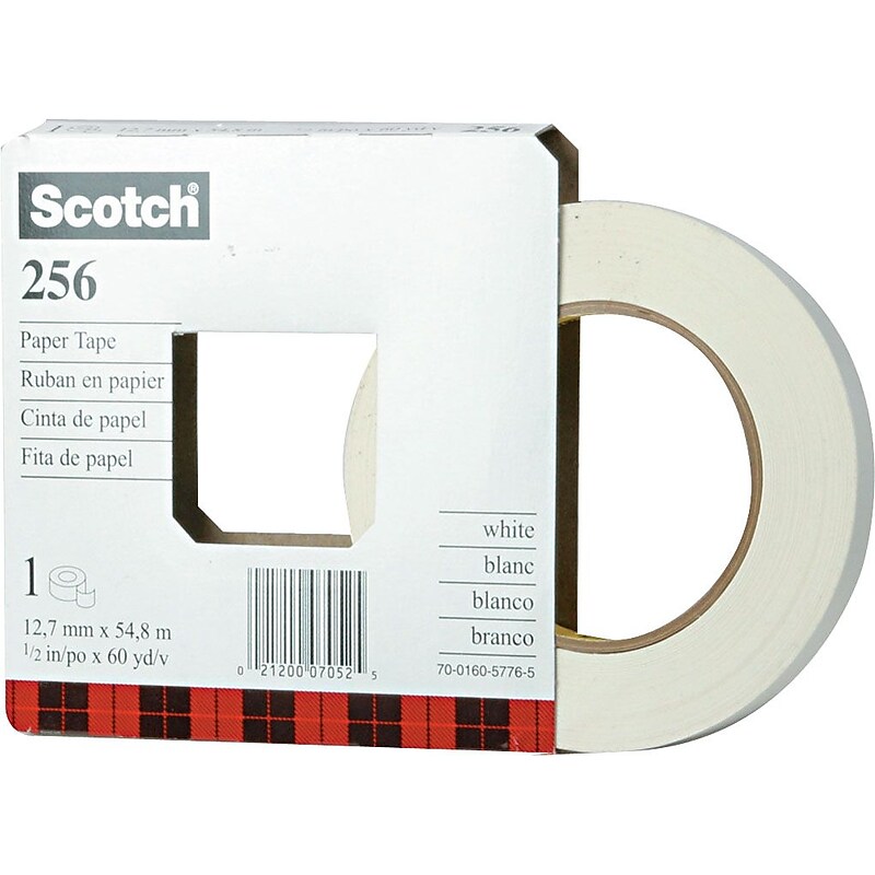 Scotch® White Paper Tape, 1/2" x 60 Yards, 3" Core (25612) image 1
