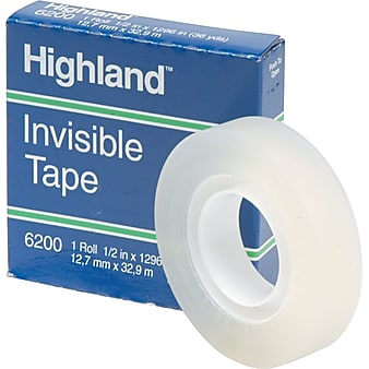 Highland™ Invisible Tape, 1/2" x 36 yds., 1 Roll (6200121296)