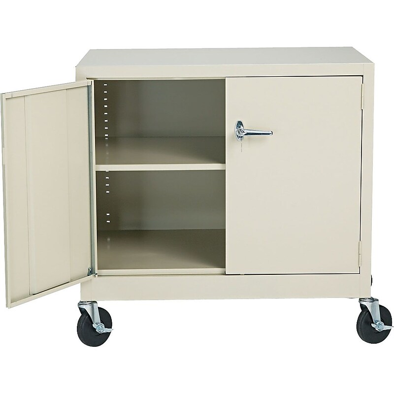 Alera Mobile Steel Utility Cabinet, 35"H x 37 1/4"W x 25 1/4"D, Putty image 1