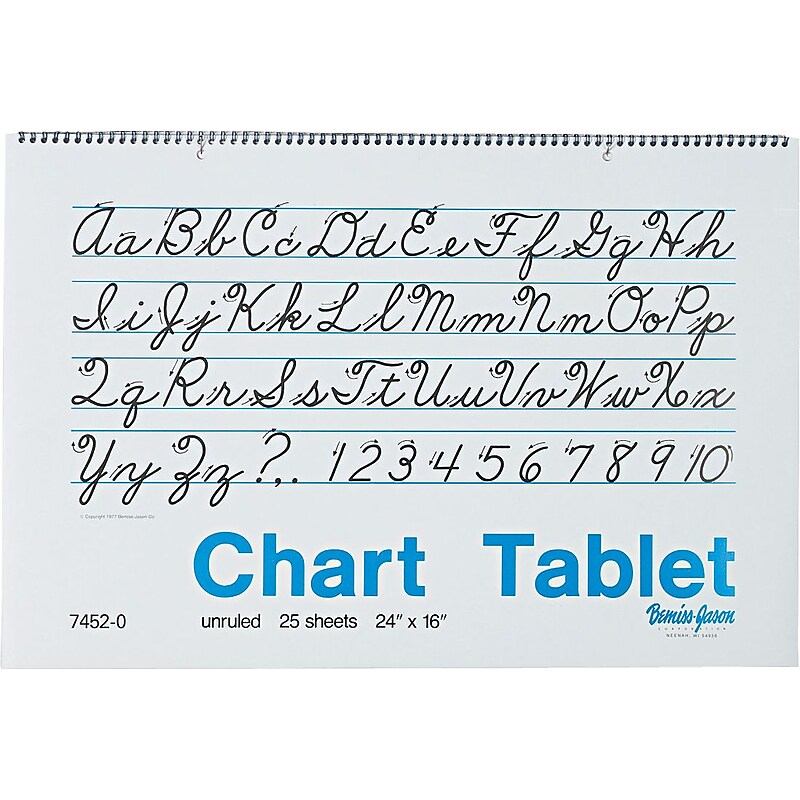 Pacon Two-Hole Punched Chart Tablet with Cursive Cover, 24" x 16", Unruled, 25 Sheets/Pk image 1