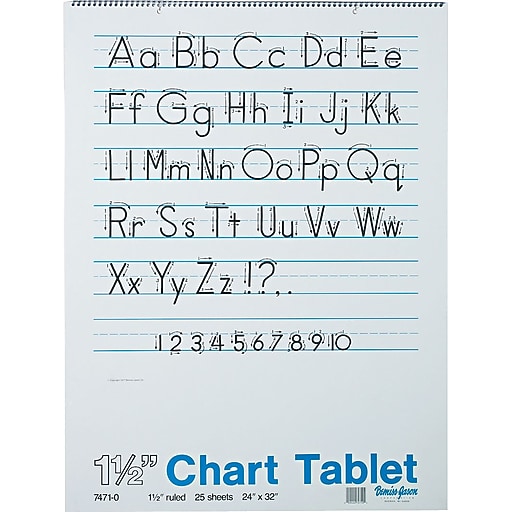 Pacon Chart Tablets 32" x 24" Writing Paper, Wide Ruling, White, 25