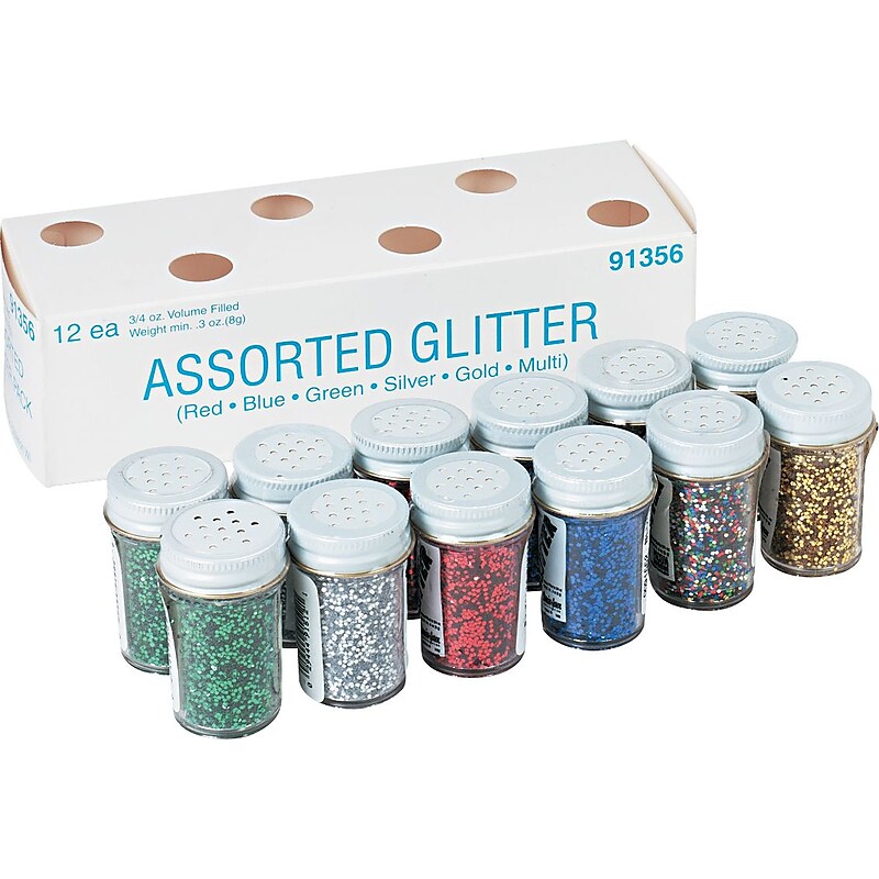 Pacon Glitter Assortment, 3/4 oz. Jars, 12/Pk image 1