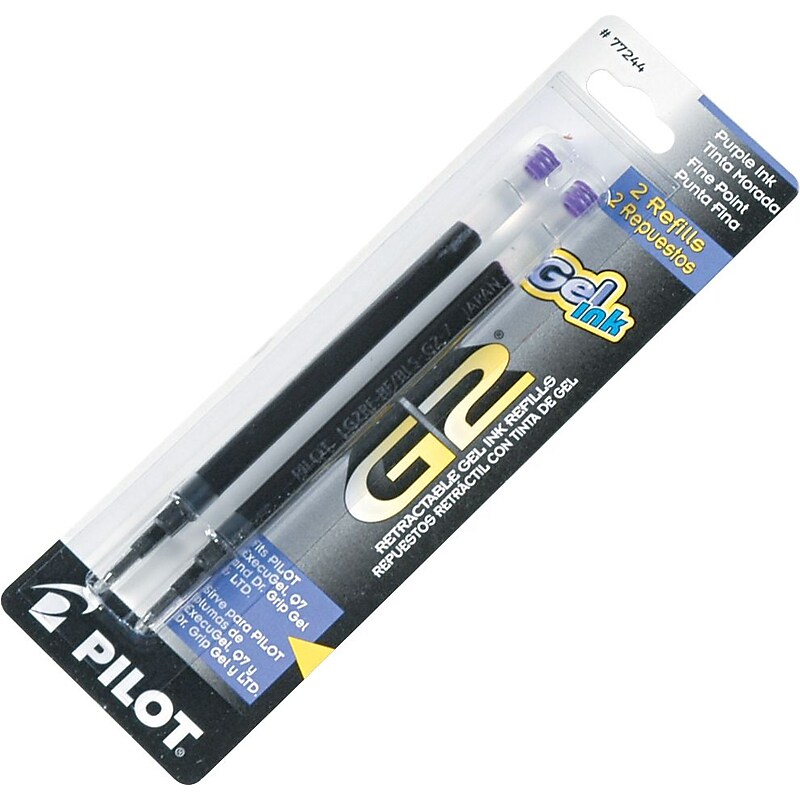 Pilot G2 Gel-Ink Pen Refill, Fine Tip, Purple Ink, 2/Pack (77244) image 1