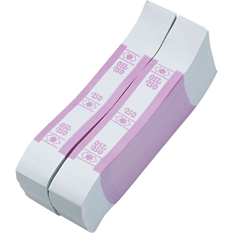PM Company Self-Stick Kraft Currency Straps, White $250, 1,000/Bx image 1