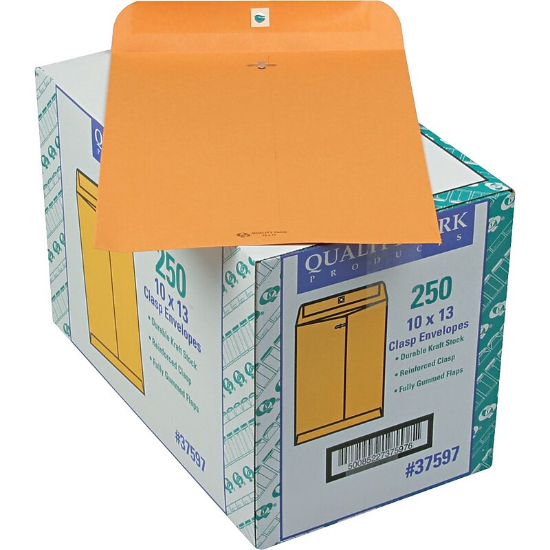 Quality Park Clasp Kraft Catalog Envelope, 10" x 13", Kraft, 250/Box (37597) image 1