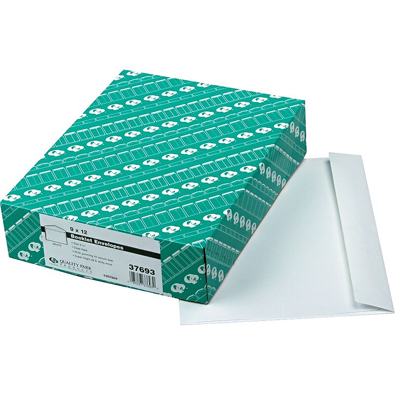 Quality Park Gummed Catalog Envelope, 9" x 12", Woven White, 100/Box (37693) image 1
