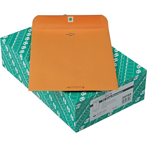 Quality Park Clasp Catalog Envelope, 9" x 12", Light Kraft, 100/Box