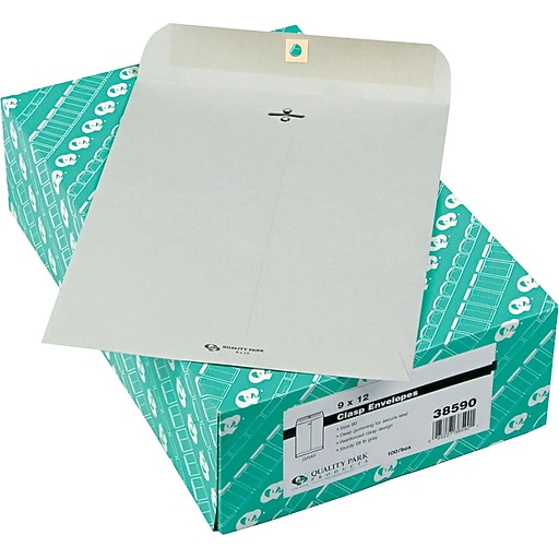 Quality Park 28lb. Clasp Colored Kraft Catalog Envelopes, Grey
