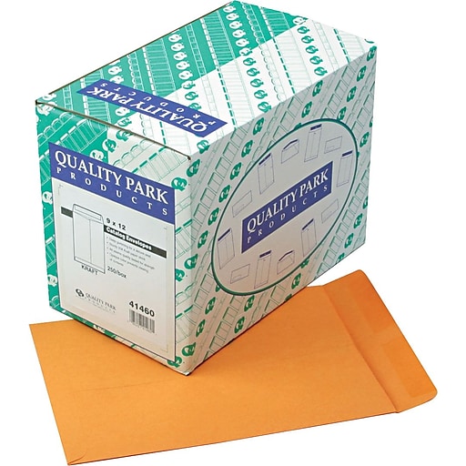 Brown Kraft Gummed Quality Park Large Format/Catalog Envelopes 9 x 12 QUA41460 250 per Box, 