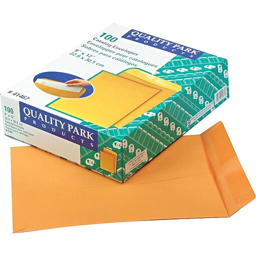 Quality Park Gummed Kraft Open-End Catalog Envelopes, 9