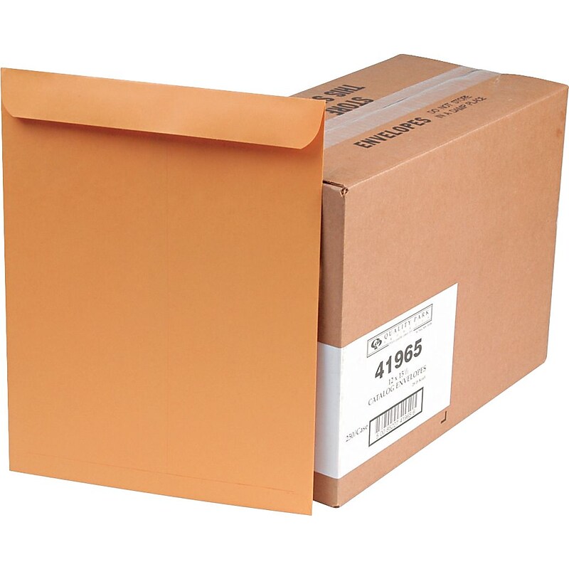 Quality Park Gummed Kraft Catalog Envelope, 12" x 15 1/2", Light Kraft, 250/Box (41965) image 1