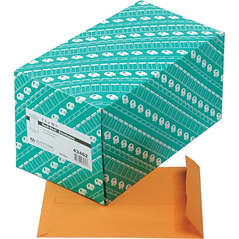 Quality Park Redi-Seal Kraft Catalog Envelope, 10 1/2" x 7 1/2", Kraft, 250/Box (43462) image 1