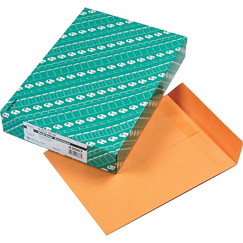 Quality Park Redi-Seal Kraft Catalog Envelope, 9 1/2" x 12 1/2", Kraft, 100/Box (43667) image 1