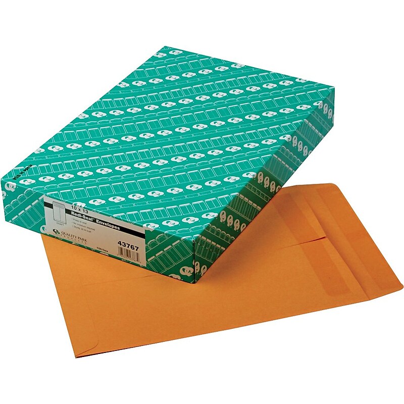 Quality Park Redi-Seal Kraft Catalog Envelope, 10" x 13", Kraft, 100/Box (43767) image 1