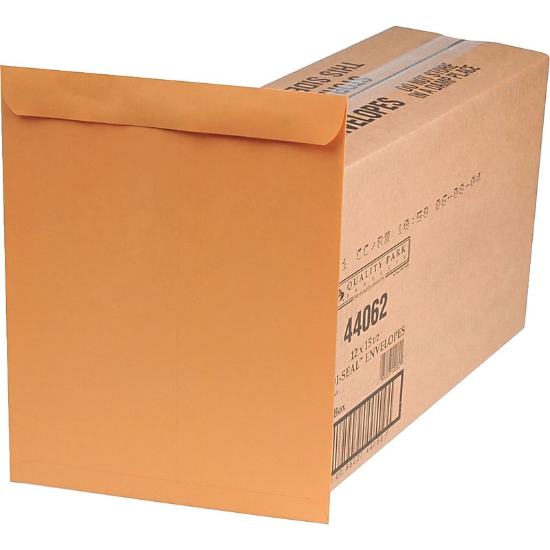 Quality Park Redi-Seal Kraft Catalog Envelope, 12" x 15 1/2", Kraft, 250/Box (44062) image 1