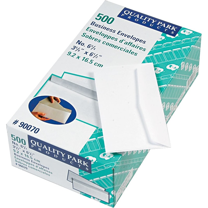 Quality Park Contemporary Style #6 3/4 Business Envelope 3 5/8" x 6 1/2", White, 500/Box (QUA90070) image 1