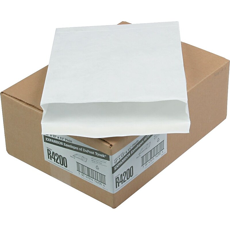 Quality Park Tyvek Expansion Self Seal #13 Catalog Envelope, 10" x 13" x 1 1/2", White, 100/Carton (R4200) image 1