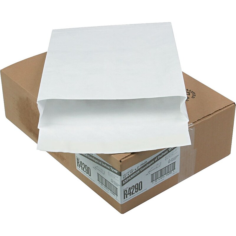 Quality Park Tyvek Open End Envelope, 12" x 16" x 2", White, 100/Carton (QUAR4290) image 1