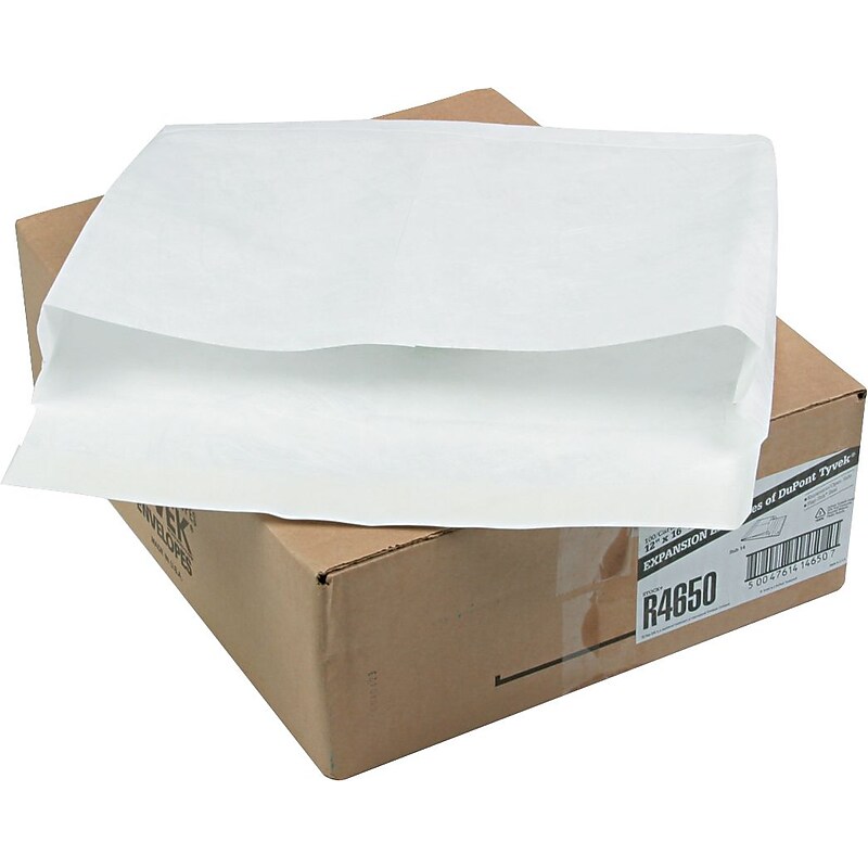 Quality Park Tyvek Open End Flap-Stik Expansion Self Seal Catalog Envelope, 12" x 16" x 2", White, 100/Carton (R4650) image 1