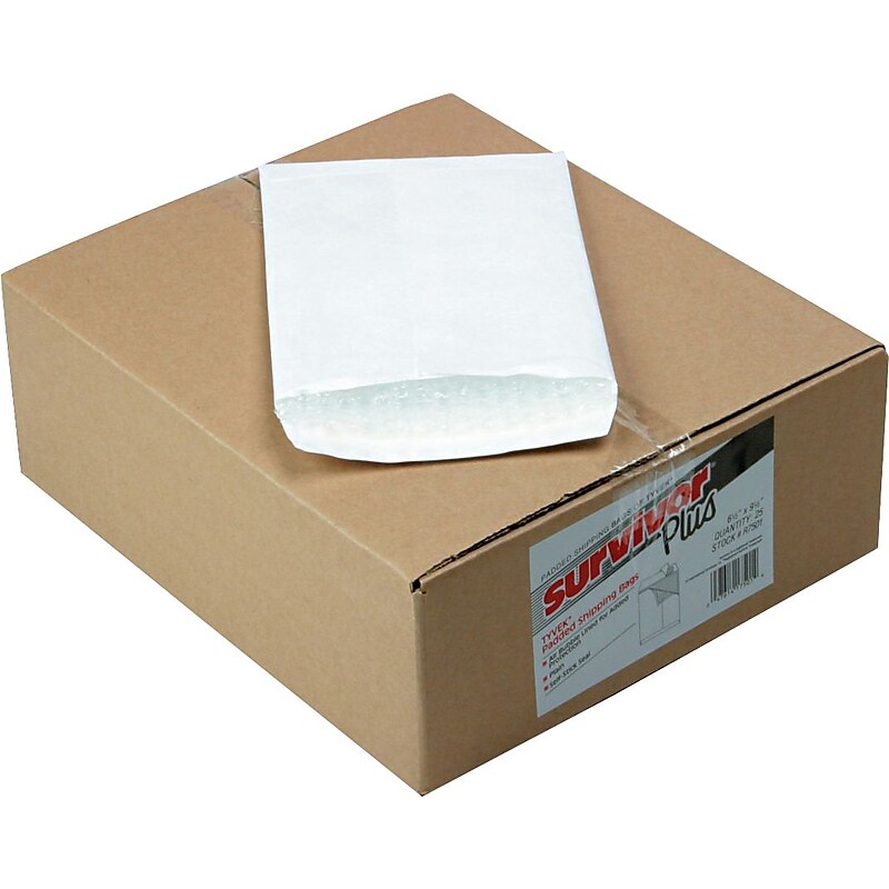 Quality Park Tyvek® Self-Seal Air Bubble Mailers, Side Seam, White, 6 1/2"W x 9 1/2"L, 25/Bx image 1