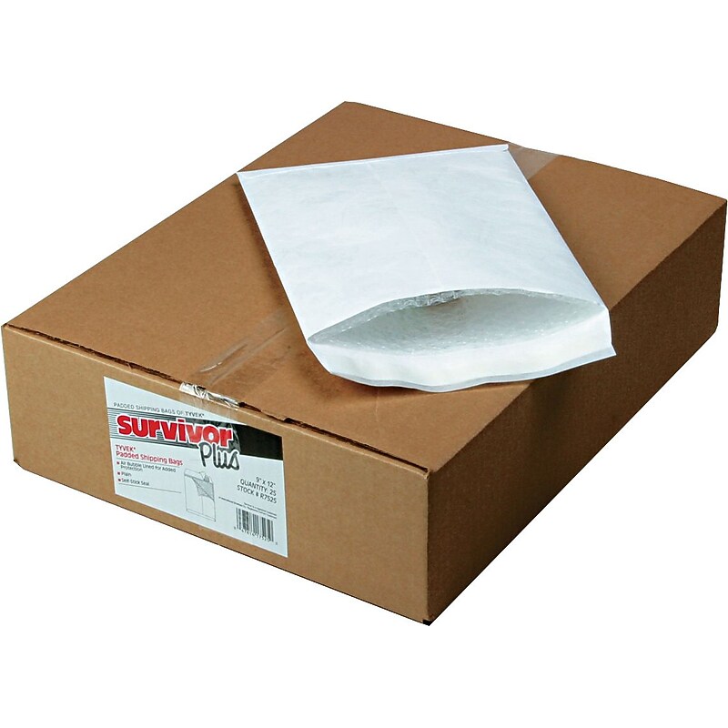 Quality Park Tyvek® Self-Seal Air Bubble Mailers, Side Seam, #3, White, 9"W x 12"L, 25/Bx image 1