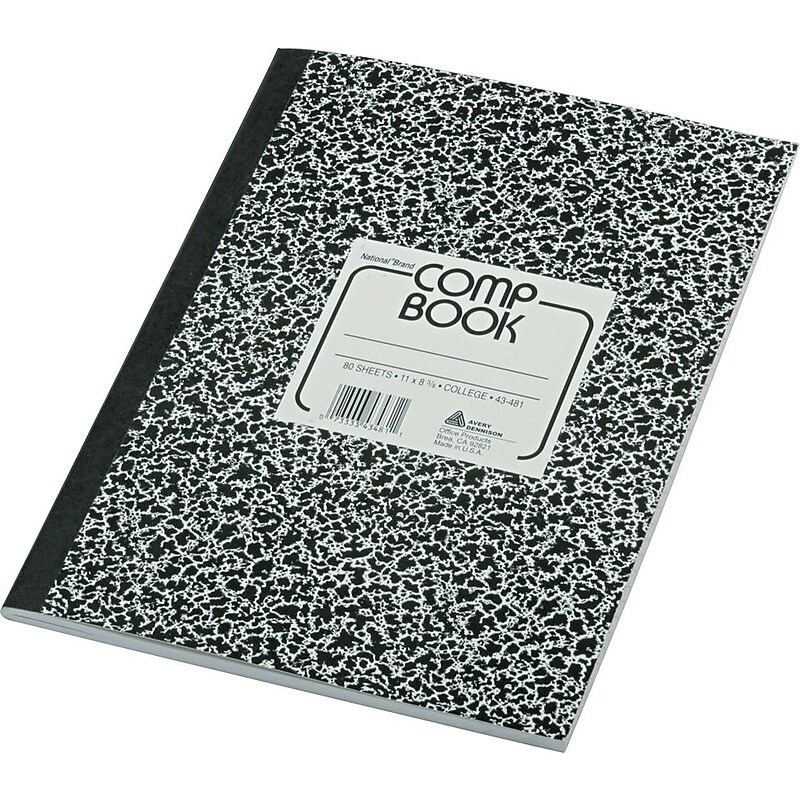 National Brand 1-Subject Composition Notebooks, 8.375" x 11", College Ruled, 80 Sheets, Black (RED43481) image 1