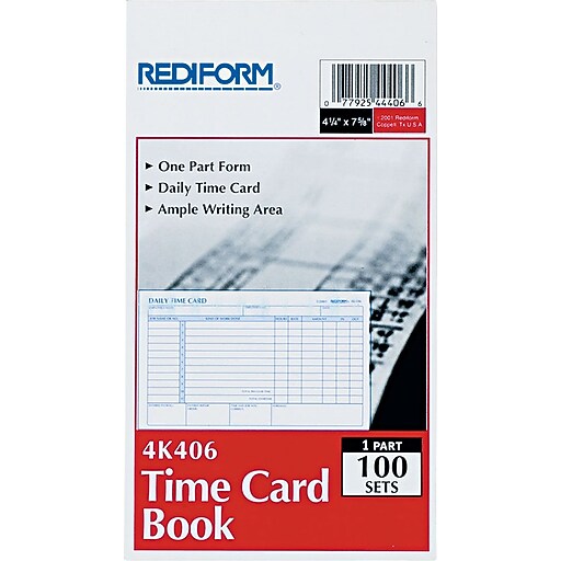 Time Card Pads, Daily, 4 1/4" x 7" at Staples